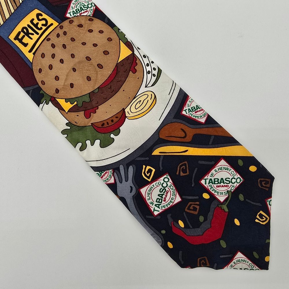 VTG Tabasco Burger and Fries Men's Silk Tie 4x58